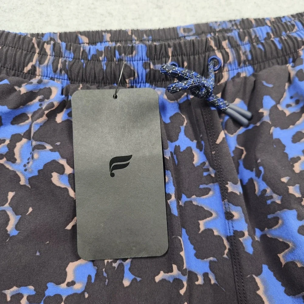 Fabletics Shorts Men Small Black Blue The Swim Trunk Lined Beach Swim Active NEW
